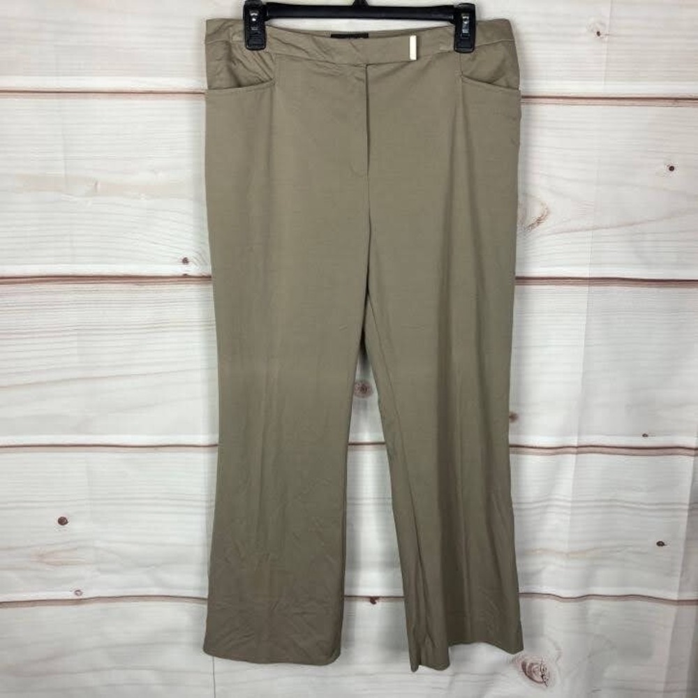 Virtue Pants Womens 12 Beige Straight Leg Dress High Rise Flat Front Pockets